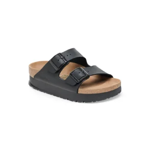 Birkenstock Papillio Arizona Vegan PAP Flex Platform Black Ανατομικά Σανδάλια Μαύρα Narrow Fit