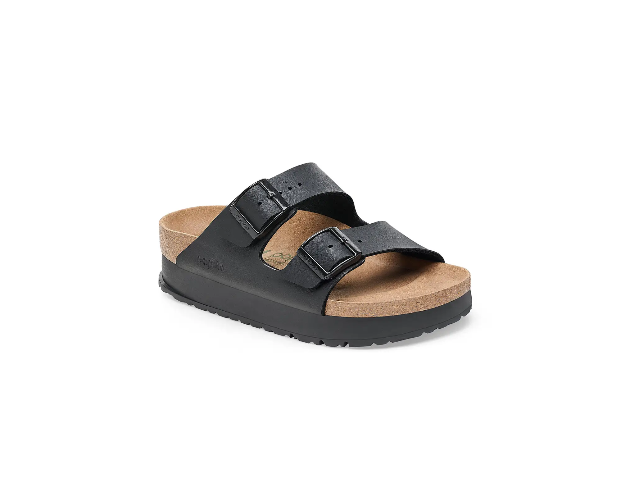 Birkenstock Papillio Arizona Vegan PAP Flex Platform Black Ανατομικά Σανδάλια Μαύρα Narrow Fit