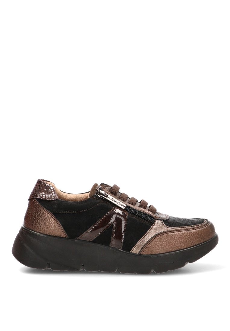 "Armony" 50044 Μαύρο Sneaker με Γυαλιστερό Πλαϊνό και Μεσαίου Μεγέθους Πλατφόρμα - Image 6