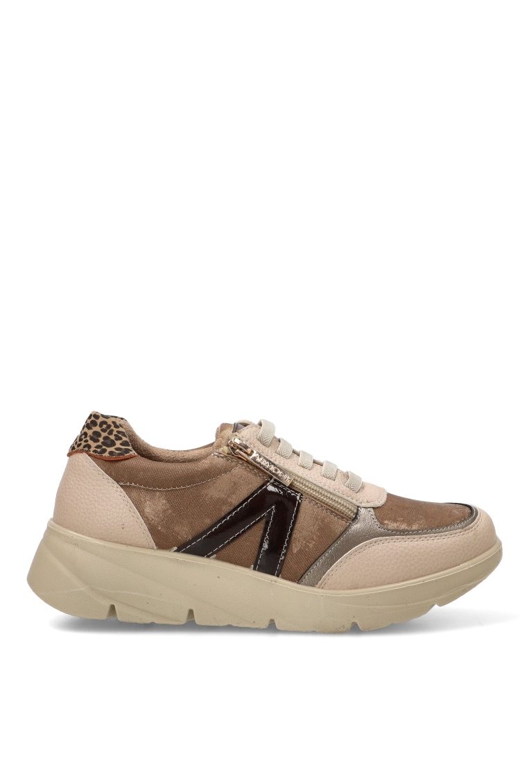 "Armony" 50044 Γυναικείο Μπεζ Sneaker με Γυαλιστερό Πλαϊνό και Μεσαίου Μεγέθους Πλατφόρμα - Image 2