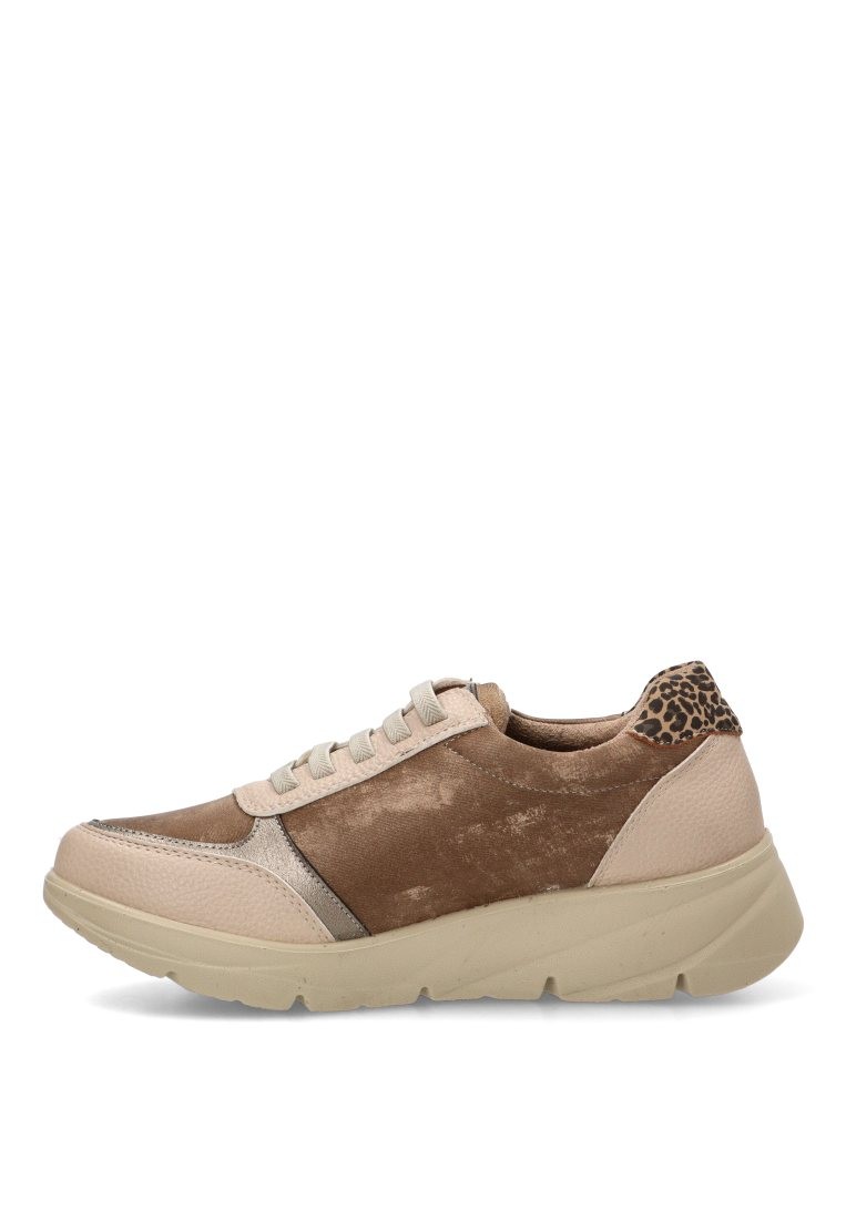 "Armony" 50044 Γυναικείο Μπεζ Sneaker με Γυαλιστερό Πλαϊνό και Μεσαίου Μεγέθους Πλατφόρμα - Image 4