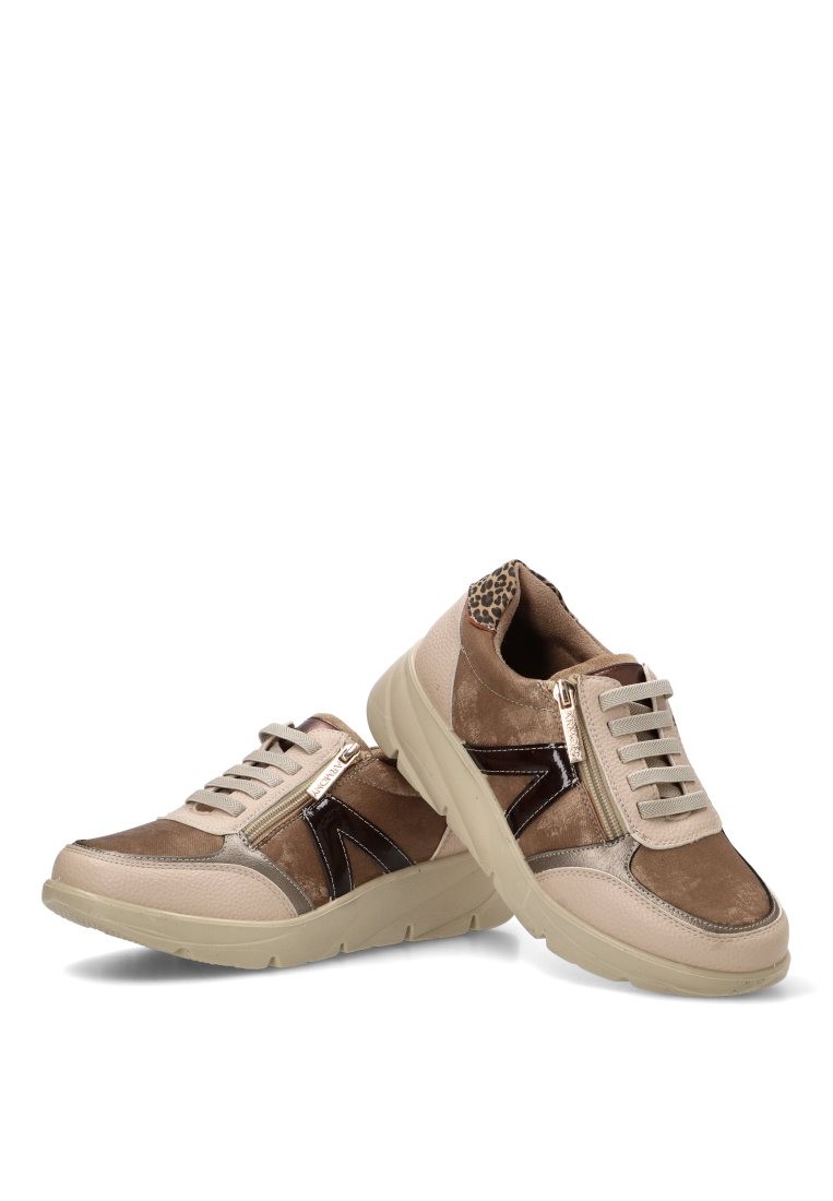 "Armony" 50044 Γυναικείο Μπεζ Sneaker με Γυαλιστερό Πλαϊνό και Μεσαίου Μεγέθους Πλατφόρμα - Image 5